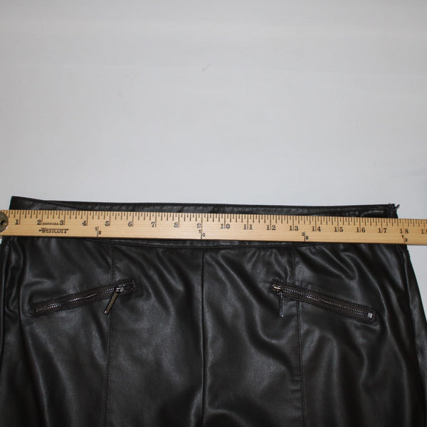 Worth Sz 14 Dark Brown Side Zipper Faux Leather Polyurethane Nylon 5 Pocket Pant