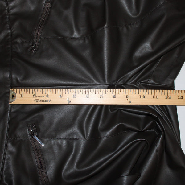 Worth Sz 14 Dark Brown Side Zipper Faux Leather Polyurethane Nylon 5 Pocket Pant