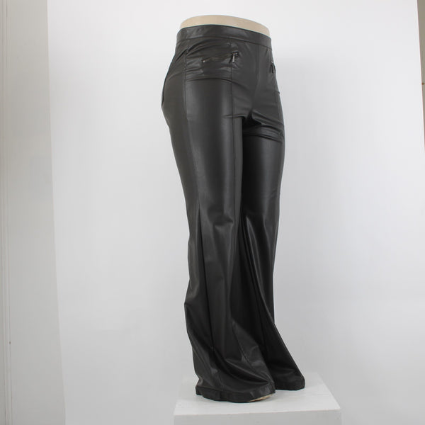 Worth Sz 14 Dark Brown Side Zipper Faux Leather Polyurethane Nylon 5 Pocket Pant