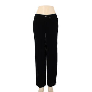 Chicos NEW $88 Vasha Sz 1 x 30 Black Velvet Wide Leg Rayon Silk Pant