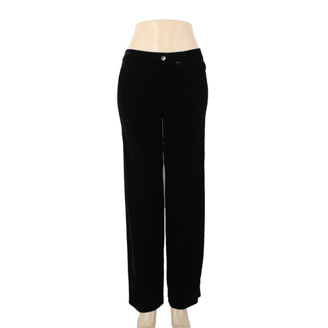 Chicos NEW $88 Vasha Sz 1 x 30 Black Velvet Wide Leg Rayon Silk Pant