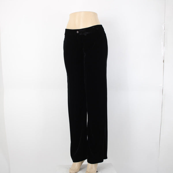 Chicos NEW $88 Vasha Sz 1 x 30 Black Velvet Wide Leg Rayon Silk Pant