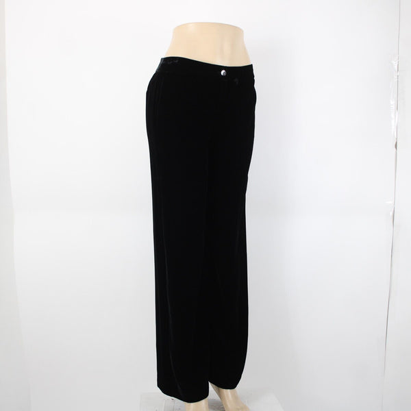 Chicos NEW $88 Vasha Sz 1 x 30 Black Velvet Wide Leg Rayon Silk Pant