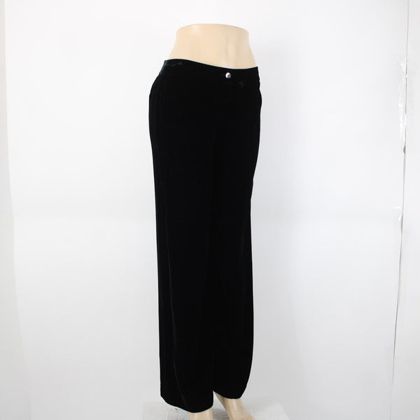 Chicos NEW $88 Vasha Sz 1 x 30 Black Velvet Wide Leg Rayon Silk Pant