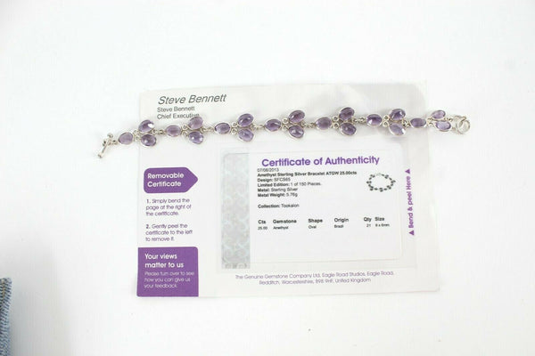 Tookalon Collection 8" Sterling Silver Amethyst Bracelet
