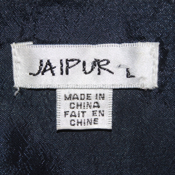 Jaipur Jacket Sz L Navy Blue Sheen Ruffled Buttons Crop 100% Polyester Jacket