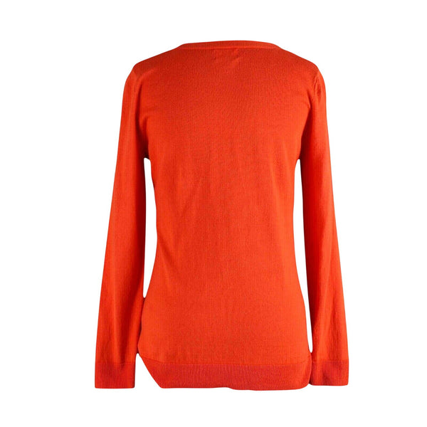 Old Navy Top Sz SP Orange White Feel The Love Long Sleeve 100% Cotton Top