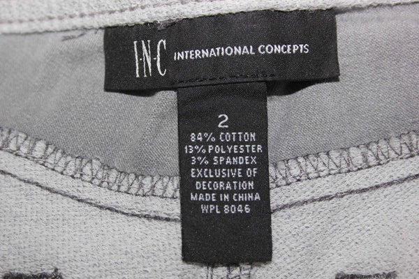 INC Sz 2 X 31 Gray French Terry Trim Washed Cotton Poly Spandex Pant
