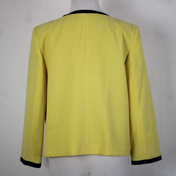 Nine West Sz 8 Yellow Black Lined Pockets Polyester Viscose Blazer Jacket