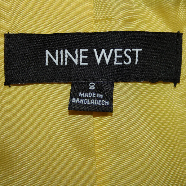 Nine West Sz 8 Yellow Black Lined Pockets Polyester Viscose Blazer Jacket