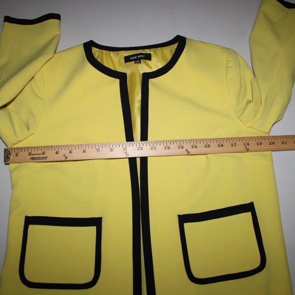 Nine West Sz 8 Yellow Black Lined Pockets Polyester Viscose Blazer Jacket
