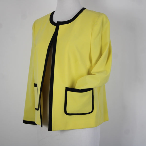 Nine West Sz 8 Yellow Black Lined Pockets Polyester Viscose Blazer Jacket