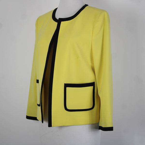 Nine West Sz 8 Yellow Black Lined Pockets Polyester Viscose Blazer Jacket