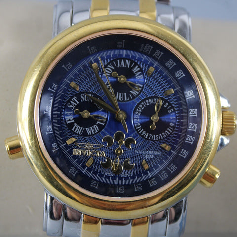 Invicta 3020 Sapphire Crystal Silver Gold Navy Water Resistant Stainless Watch