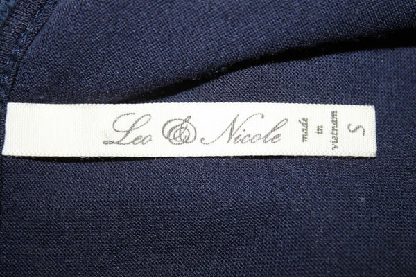 Leo & Nicole Sz S Navy Blue Lace Overlay Cotton Nylon Rayon Spandex Top