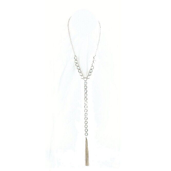World Market NEW $25 20" Goldtone Opalescent Stones Tassel Y Necklace