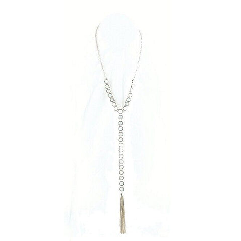 World Market NEW $25 20" Goldtone Opalescent Stones Tassel Y Necklace