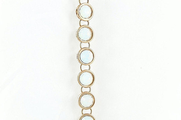 World Market NEW $25 20" Goldtone Opalescent Stones Tassel Y Necklace