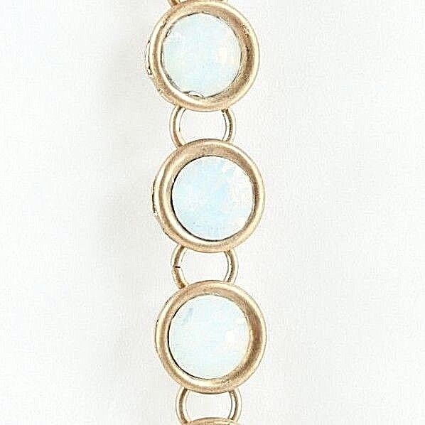 World Market NEW $25 20" Goldtone Opalescent Stones Tassel Y Necklace