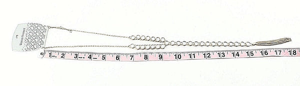 World Market NEW $25 20" Goldtone Opalescent Stones Tassel Y Necklace