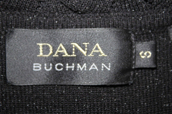 Dana Buchman Sz S Black Off Shoulder Collar Knit Rayon Nylon Top
