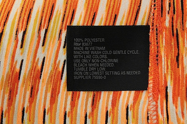 Worthington Sz L Orange Black Tan Multi Drapey Front Pleat Polyester Top