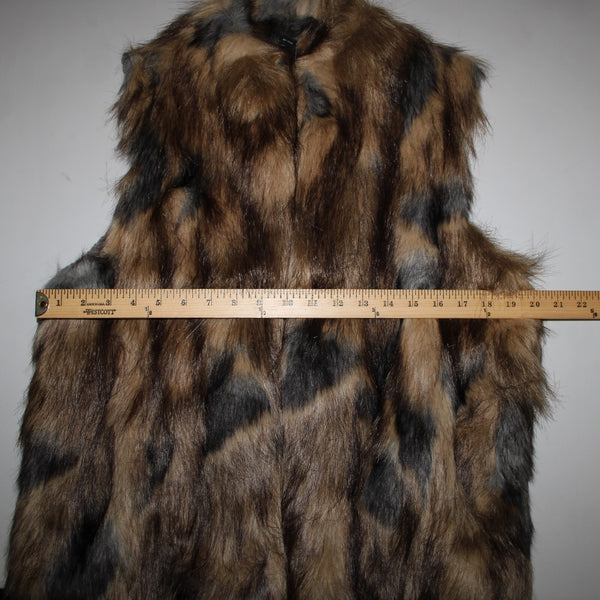 INC Radiance NEW $139 Sz XL Brown Tan Faux Fur Gray Chunky Knit Bohemian Vest