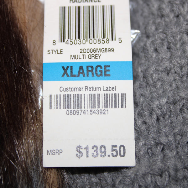 INC Radiance NEW $139 Sz XL Brown Tan Faux Fur Gray Chunky Knit Bohemian Vest