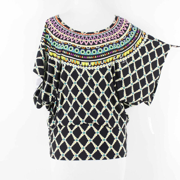 Trina Turk NEW Sz XS Black Multicolor Nylon Elastane Top