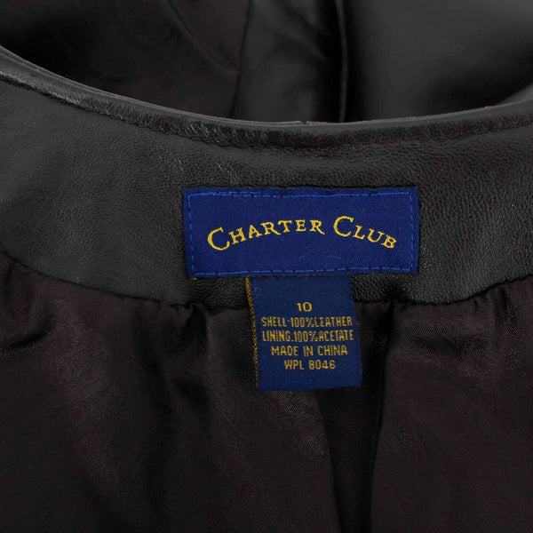 Charter Club Sz 10 Dark Brown Lined Zip Up Smooth Leather Jacket