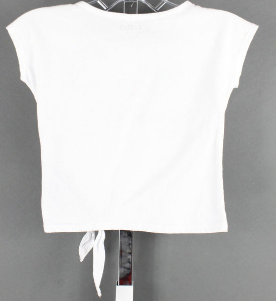 DKNY Sz 3T Girls White Peach Black Glitter 'Mermaid Party' Cotton Blend Top