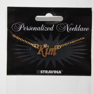 KIM NEW Name Goldtone Rhinestone Accent 14.5" W 4.5" Multi Ring Ext Necklace