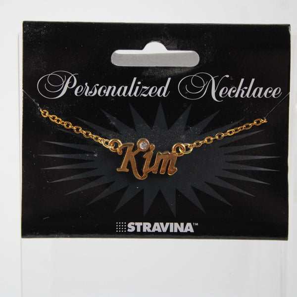 KIM NEW Name Goldtone Rhinestone Accent 14.5" W 4.5" Multi Ring Ext Necklace