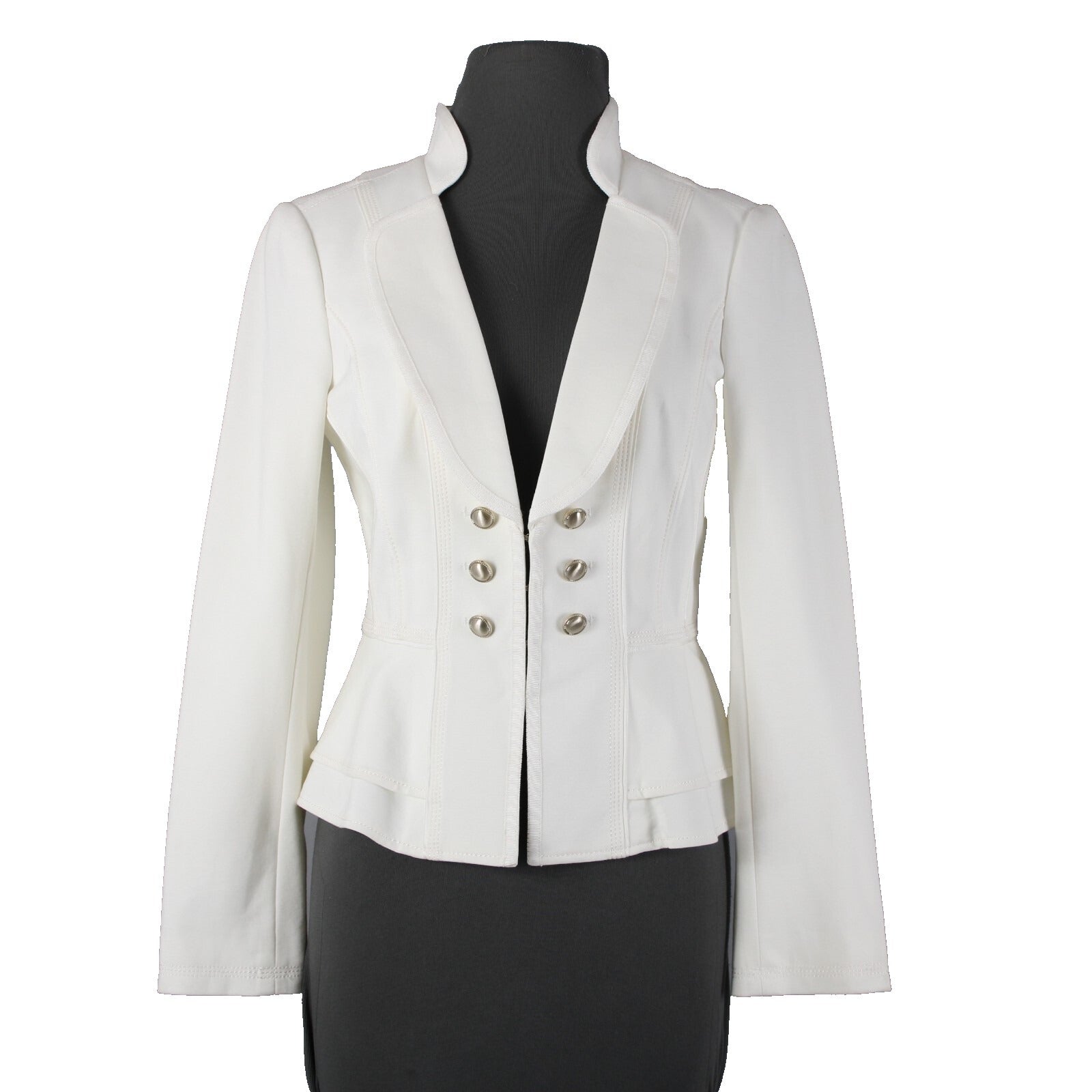 White House Black Market NEW $148 Sz 4 White Silver Collared Viscose Jacket