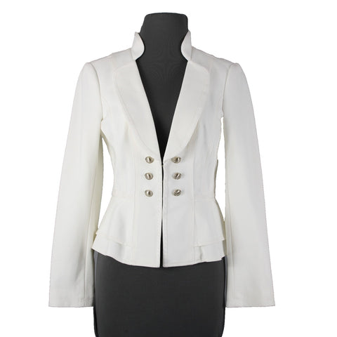 White House Black Market NEW $148 Sz 4 White Silver Collared Viscose Jacket