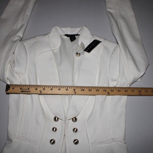 White House Black Market NEW $148 Sz 4 White Silver Collared Viscose Jacket