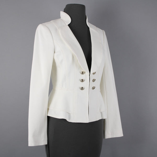 White House Black Market NEW $148 Sz 4 White Silver Collared Viscose Jacket