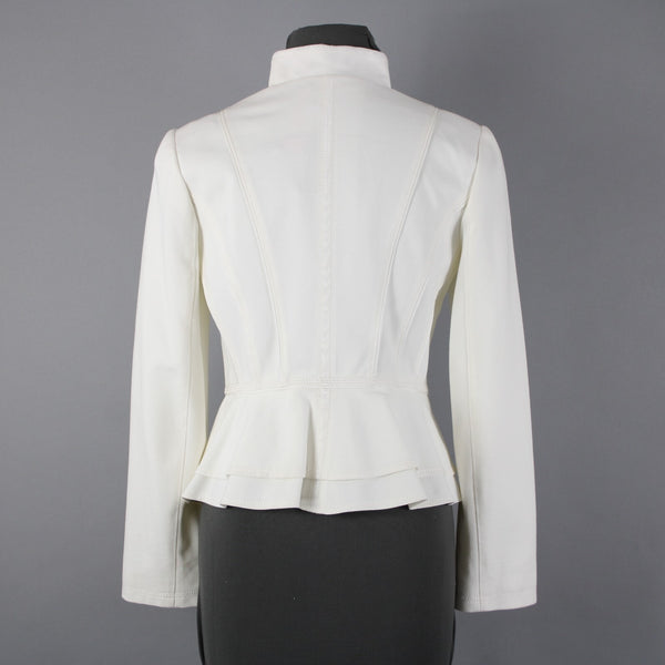 White House Black Market NEW $148 Sz 4 White Silver Collared Viscose Jacket