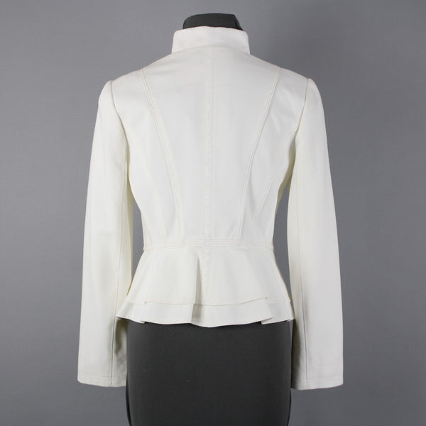 White House Black Market NEW $148 Sz 4 White Silver Collared Viscose Jacket