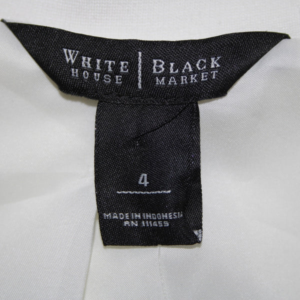 White House Black Market NEW $148 Sz 4 White Silver Collared Viscose Jacket