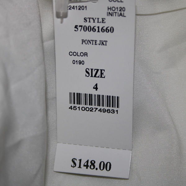 White House Black Market NEW $148 Sz 4 White Silver Collared Viscose Jacket