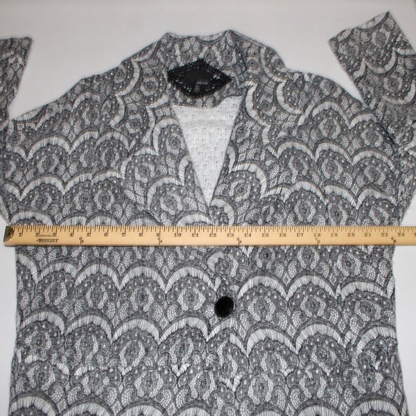 Greylin Sz M L Gray Black Lace Weave Mid Length Oversize Pocketed Poly Jacket