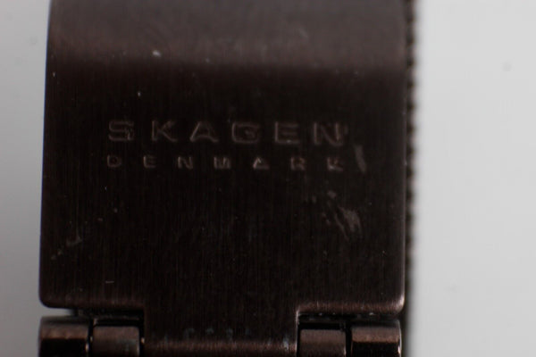 Skagen Denmark Sz 8in Adjustable Bronze Metal Mesh Slim Stainless Steel Watch