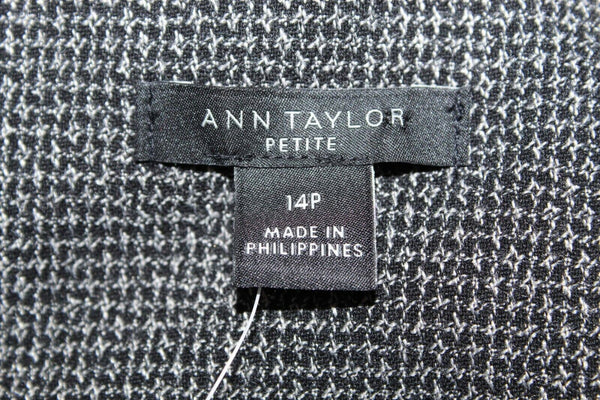 Ann Taylor NEW $79 Sz 14P Black Taupe Back Zip Poly Rayon Spandex Top