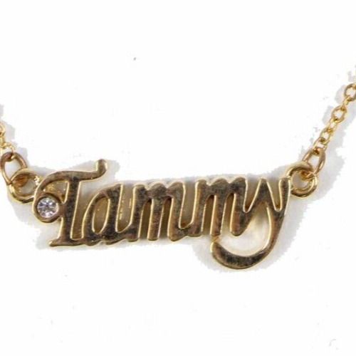 TAMMY NEW Name Goldtone Rhinestone Accent 14.5" w 4.5" Multi Ring Ext Necklace