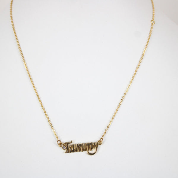 TAMMY NEW Name Goldtone Rhinestone Accent 14.5" w 4.5" Multi Ring Ext Necklace