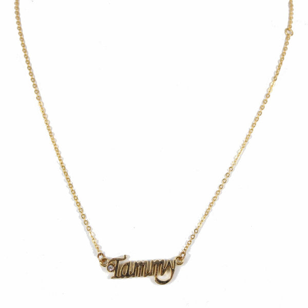 TAMMY NEW Name Goldtone Rhinestone Accent 14.5" w 4.5" Multi Ring Ext Necklace