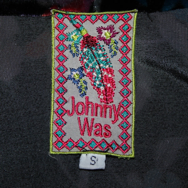 Johnny Was Wrap Sz S Black Red Multi Color Velour Pockets No Fabric Label Wrap