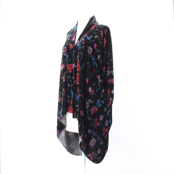 Johnny Was Wrap Sz S Black Red Multi Color Velour Pockets No Fabric Label Wrap