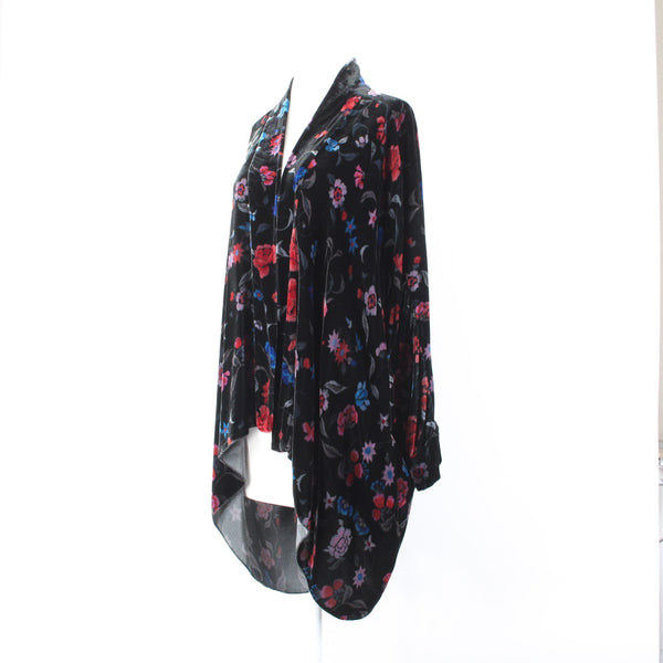 Johnny Was Wrap Sz S Black Red Multi Color Velour Pockets No Fabric Label Wrap